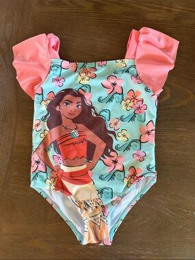 Disney Girls Pink and Aqua Moana One-Piece Swimsuit